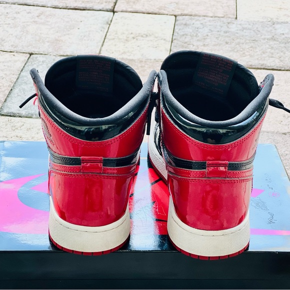 2021 Air Jordan 1 Retro High OG GS 'Patent Bred' Authentic - Picture 7 of 7